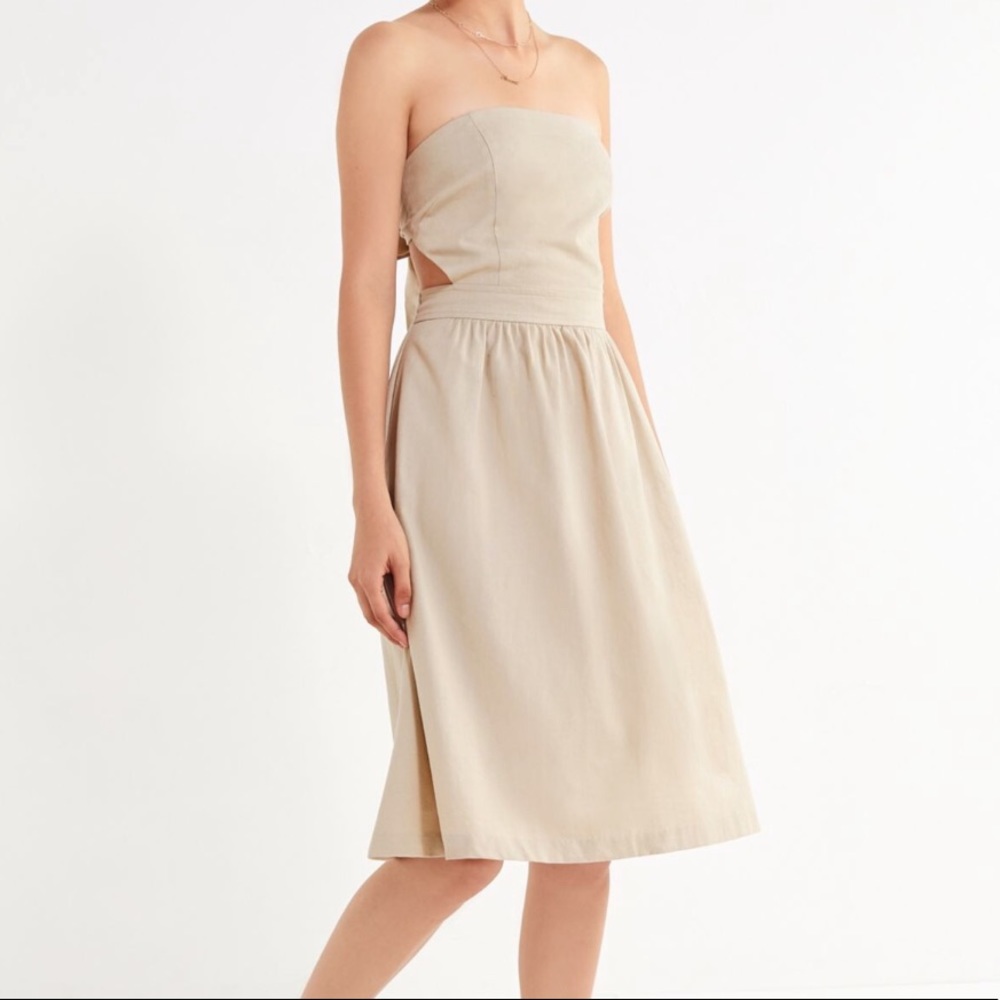 Linen tie-back tube dress